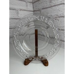 Vintage Crystal Clear Industries TRELLIS Glass 9" Plate KIG Malaysia Pressed